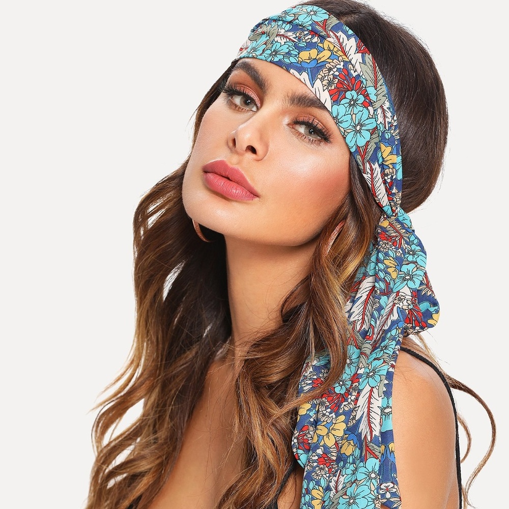 Flower Print Skinny Scarf